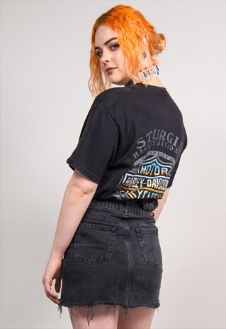 HARLEY-DAVIDSON VINTAGE 90'S BLACK BIKER PRINT T-SHIRT