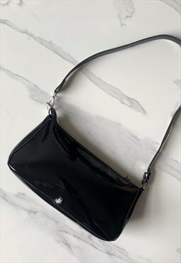 BOO DESIGNED Black Patent Shoulder Bag