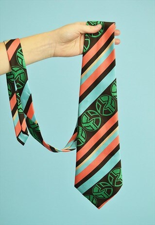 VINTAGE 70'S RETRO MOD PATTERN PRINT TIE
