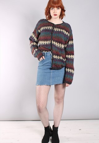 VINTAGE 80S NORDIC PATTERNED CARDIGAN