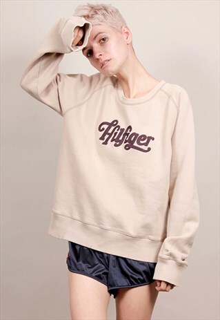 VINTAGE 90'S TOMMY HILFIGER BEIGE SWEATSHIRT