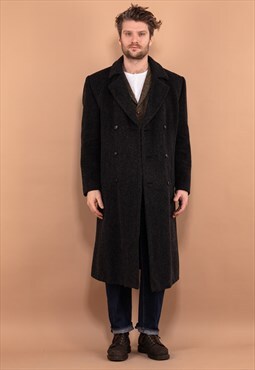 Vintage 90's Men Wool Blend Overcoat in Gray