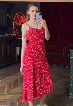 Sleeveless Red Polka Dot Dress, Sun Dress