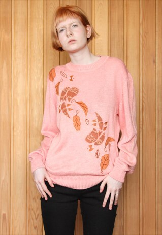 VINTAGE 1980S PINK PATTERNED JUMPER