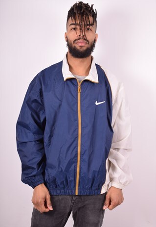 NIKE MENS VINTAGE TRACKSUIT TOP JACKET XL BLUE 90'S