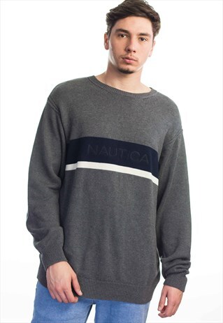 VINTAGE NAUTICA LOGO SWEATER JUMPER 90S XL 23.6