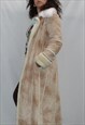 Vintage 70s Suede Afghan Sherpa Boho Maxi Coat Faux Fur