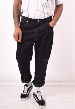 LEVI'S 551 MENS VINTAGE CORDUROY TROUSERS W38 L28 BLACK 90S