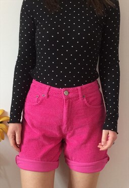 Vintage High Waist Pink Corduroy Shorts