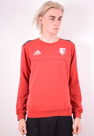 ADIDAS MENS VINTAGE WATFORD SWEATSHIRT JUMPER MEDIUM RED 90S