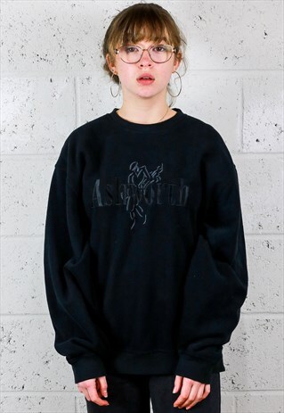ASHWORTH EMBROIDERED ROSE SOFT BLACK SWEATSHIRT