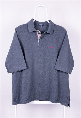 VINTAGE BURBERRY POLO SHIRT NOVA CHECK GREY XL