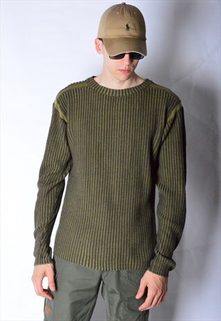 VINTAGE 90S KHAKI RIBBED KNIT GRUNGE JUMPER