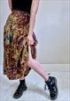 VINTAGE 90'S DROP WAIST SILKY POCKET MIDI SKIRT