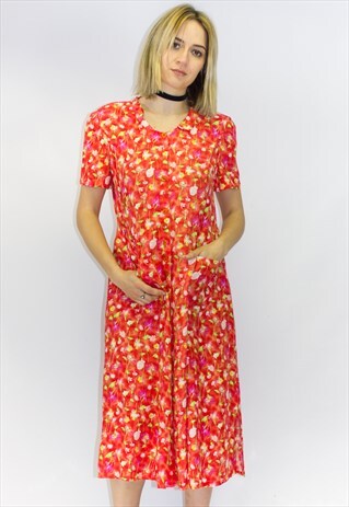 CUTE 90'S FLORAL BUTTON UP DRESS