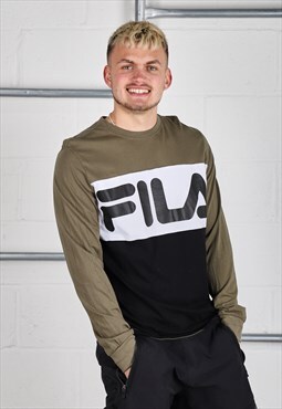 Vintage Fila Long Sleeve Top in Green Lounge Tee Large