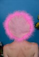FEATHER RIBBON BOW BERET FESTIVAL PINK VINTAGE STYLE KITSCH