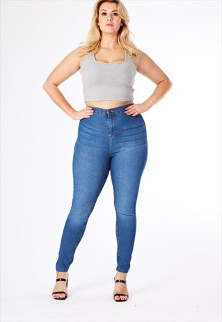 CURVE MID BLUE HIGH WAIST SKINNY JEANS