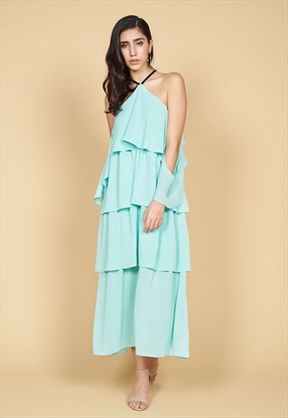 THALIA TIERED MAXI DRESS IN MINT GREEN