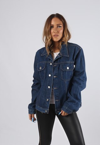 VINTAGE DENIM JACKET OVERSIZED FITTED UK L 14 (9DJ)