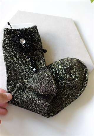BLACK FIREWORK EMBELLISHED SOCKS