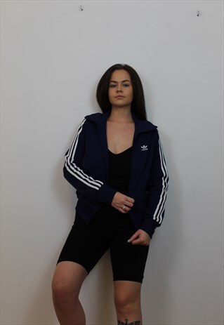 VINTAGE 90'S ADIDAS ORIGINALS TRACK JACKET NAVY BLUE SIZE 10