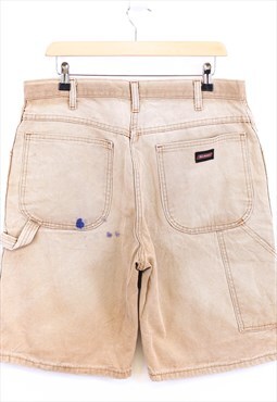 Vintage Dickies Shorts Tan Denim Streetwear With Logo Tab 