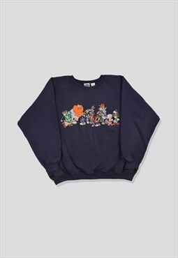 Vintage 90s Warner Bros Embroidered Sweatshirt in Navy Blue