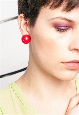 80S VINTAGE RED CLIP-ON EARRINGS