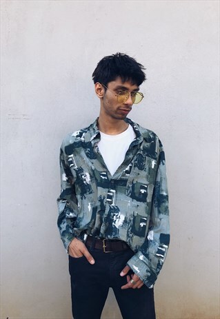 VINTAGE ABSTRACT PATTERNED LONG SLEEVED SHIRT