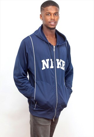 1990'S VINTAGE BLUE HOODED NIKE TRACK JACKET