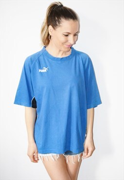 Vintage 90s Puma Blue Graphic Embroidered Logo T-Shirt Tee