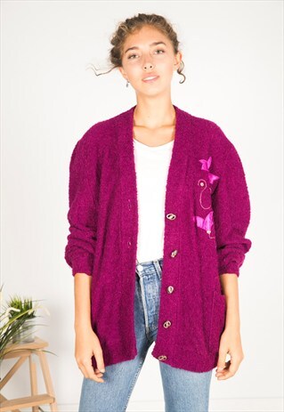 VINTAGE 80S CASUAL KNIT CARDIGAN / R03544