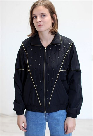 90'S BLACK BOMBER WITH GOLD DETAILS