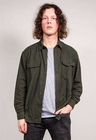 VINTAGE 90'S DARK GREEN FLANNEL SHIRT