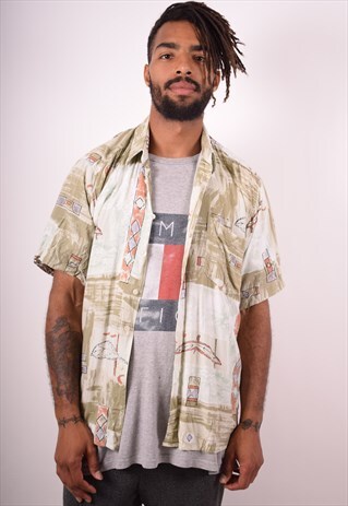 MENS VINTAGE SHIRT LARGE MULTI 90S