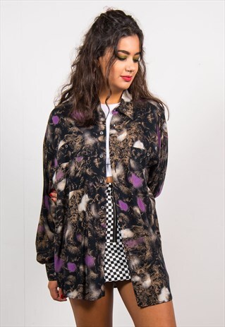 VINTAGE 90'S CRAZY PATTERN OVERSIZE SHIRT