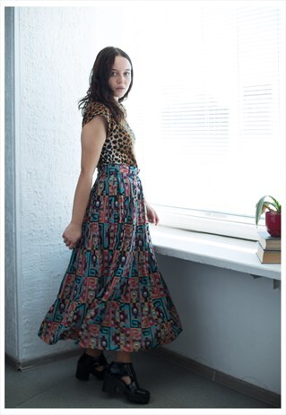 VINTAGE 80'S PATTERNED MIDI SKIRT