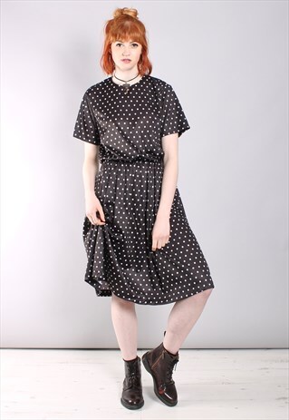 VINTAGE 80S POLKA DOT MIDI DRESS