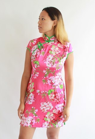 PINK FLORAL CHINESE STYLE DRESS