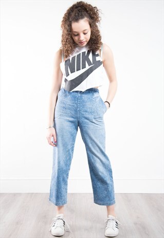 90'S DENIM FADED BLUE CROPPED JEANS
