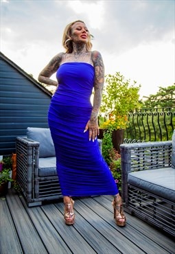 Sculpt Electric Blue Stretch Jersey Sleeveless Midi Dress