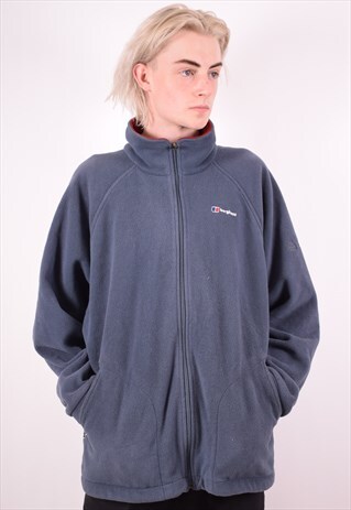 BERGHAUS MENS VINTAGE FLEECE JACKET XL GREY 90S