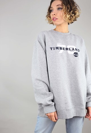 VINTAGE OVERSIZED TIMBERLAND SWEATER SWEATSHIRT GREY