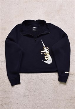 Women's Nike Black Gold Cropped Zip Sweater