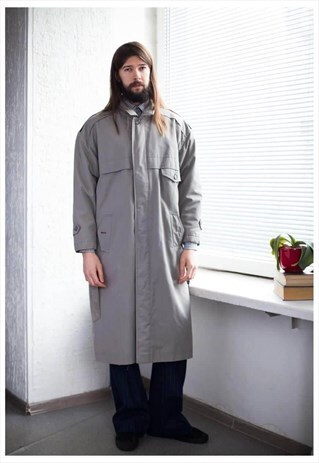 VINTAGE 80'S GREY WARM TRENCH COAT