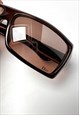CHRISTIAN DIOR SUNGLASSES BROWN RECTANGLE SHIELD LOGO PARTY 