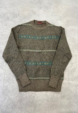 Vintage Chaps Knitted Jumper Abstract Patterned Knit Sweater