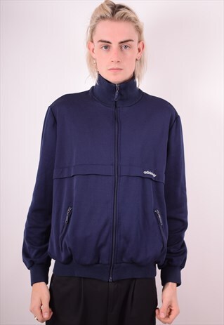 ADIDAS MENS VINTAGE TRACKSUIT TOP JACKET MEDIUM BLUE 90S