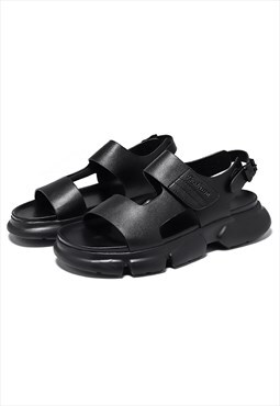 Utility sandals edgy high fashion chunky sole Gothic shoes